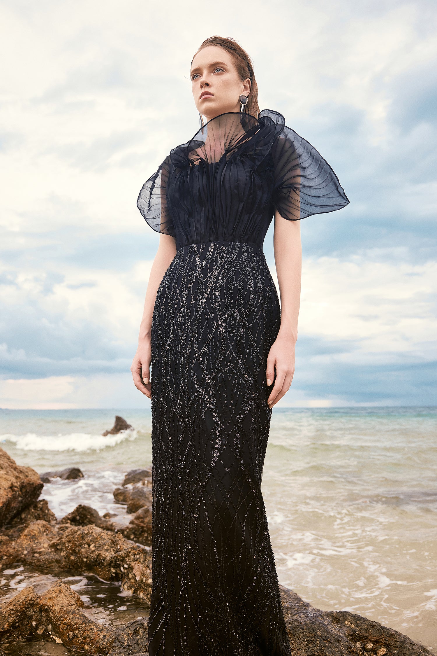 Jessica crystal lace wave dress