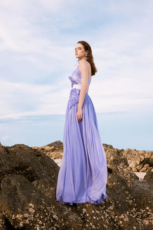 Vivian shiny silk Coral dress